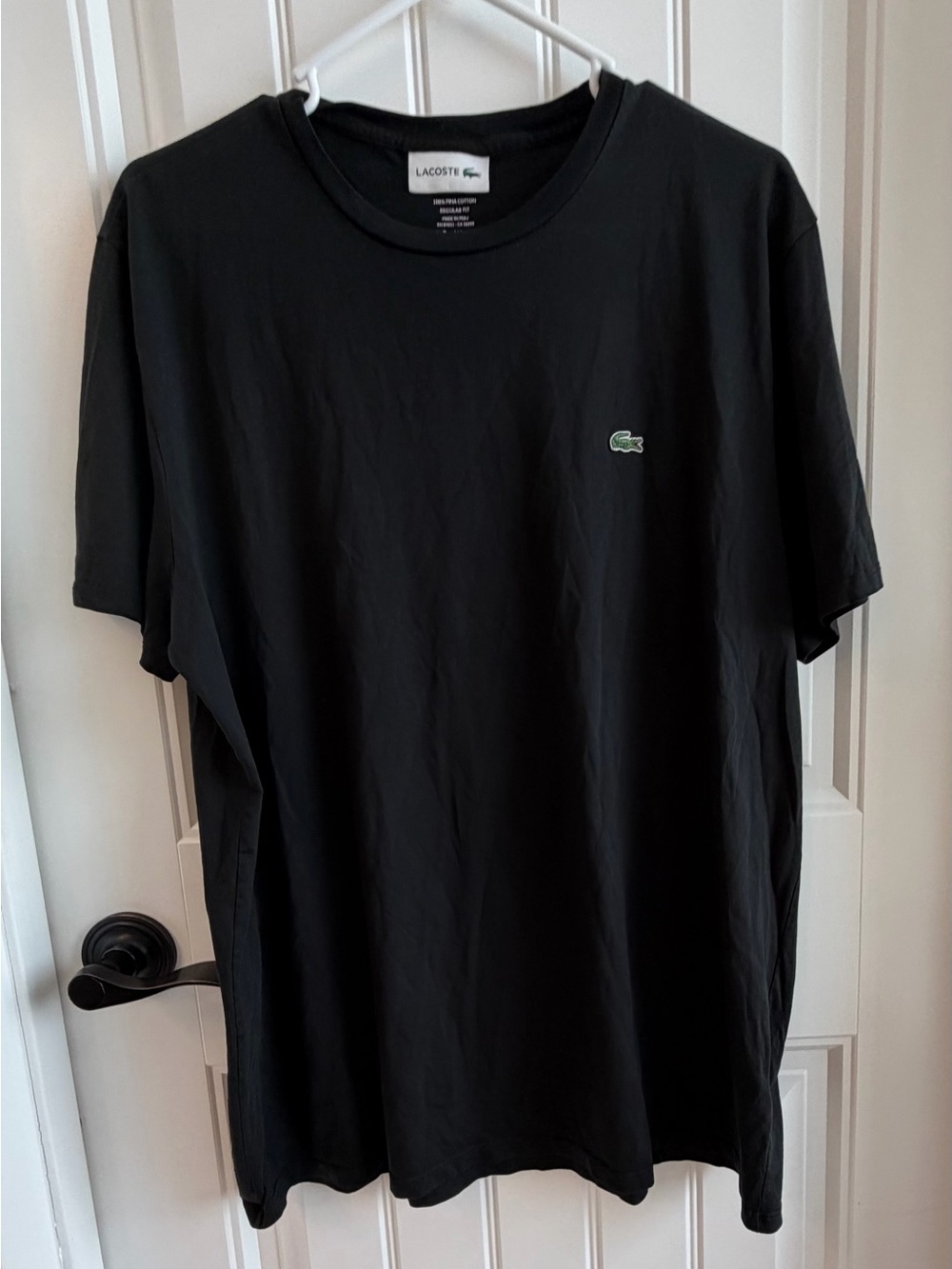 Lacoste Black Short Sleeve Crew Neck Tee with Green Croc Logo 7
